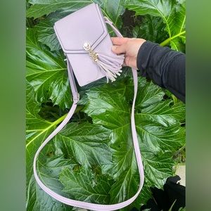Crossbody light purple vegan leather purse